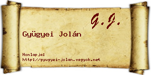 Gyügyei Jolán névjegykártya